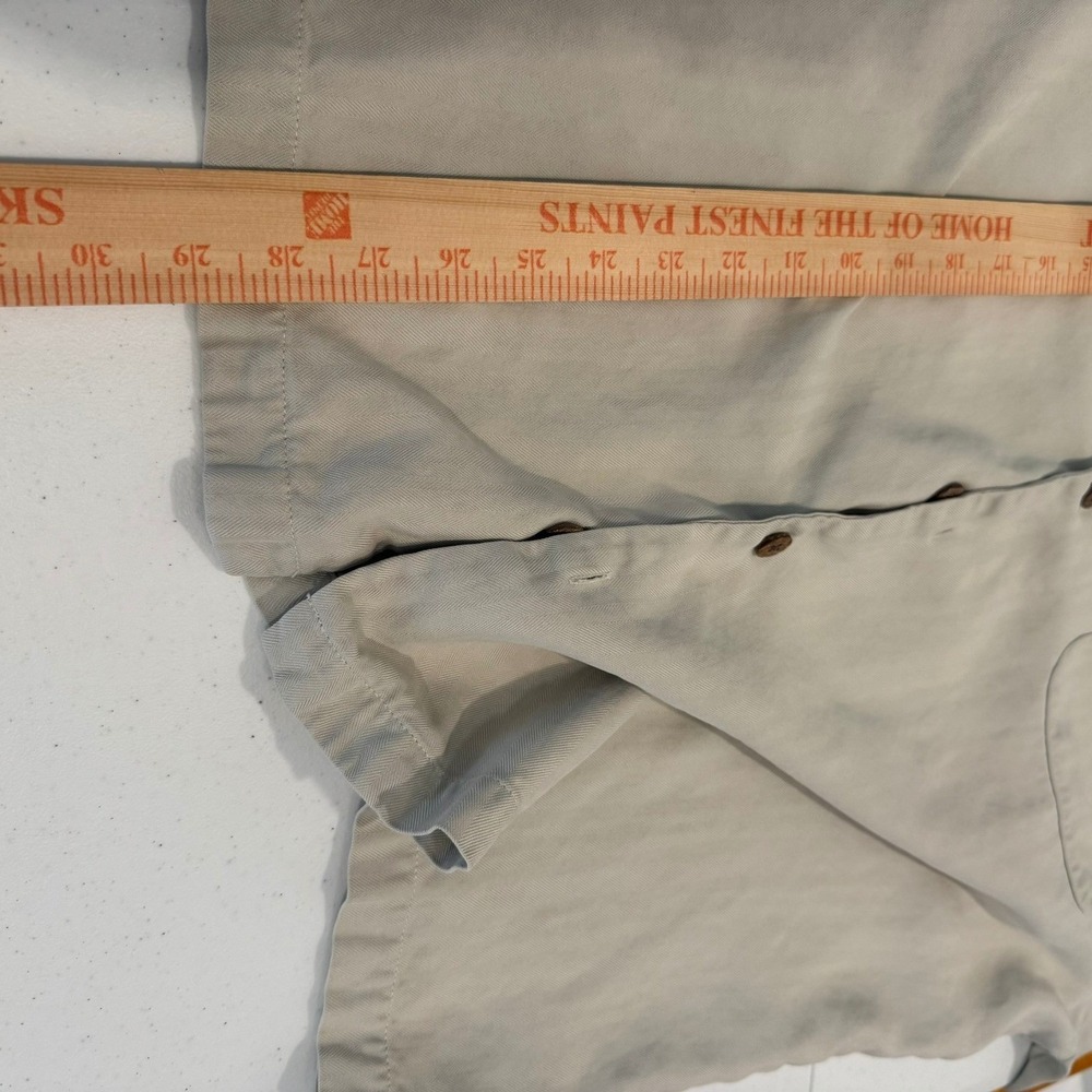 Tommy Bahama Mens Khaki Tan 100% Silk Herringbone Short Sleeve Camp Shirt Large - Picture 6 of 7